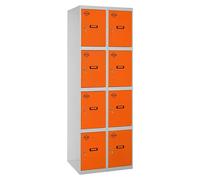 Simonlocker Taquilla locker Prof. Doors (L x An x Al: 50 x 80 x 180 cm, Número de puertas: 8 ud., Gris/Naranja)