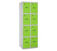 Simonlocker Taquilla locker Prof. Doors (L x An x Al: 50 x 80 x 180 cm, Número de puertas: 8 ud., Gris/Verde)