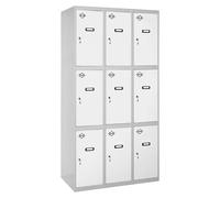 Simonlocker Taquilla locker Prof. Doors (L x An x Al: 50 x 90 x 180 cm, Gris/Blanco, Número de puertas: 9 ud.)