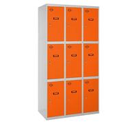Simonlocker Taquilla locker Prof. Doors (L x An x Al: 50 x 90 x 180 cm, Gris/Naranja, Número de puertas: 9 ud.)