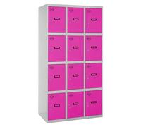 Simonlocker Taquilla locker Prof. Doors (L x An x Al: 50 x 90 x 180 cm, Gris/Rosa, Número de puertas: 12 ud.)