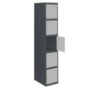 SimonRack Taquilla Vestuario Metálica, 5 Puerta, Incluye Llave, 1800x400x500 mm, Gris/Antracita - SimonLocker