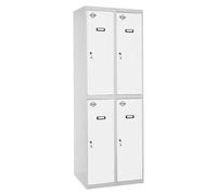 Simonlocker Taquilla Prof. Tandem (L x An x Al: 50 x 80 x 180 cm, Gris/Blanco, Número de puertas: 4 ud.)
