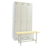 Simonlocker Taquilla Single + banco vestuario (L x An x Al: 62 x 100 x 180 cm, Número de puertas: 3 ud.)