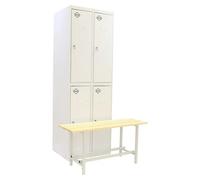 Simonlocker Taquilla Tandem + banco vestuario (L x An x Al: 72 x 100 x 180 cm, Número de puertas: 4 ud.)