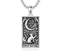 SIMONLY Collar de tarjeta de tarot para hombre, plata de ley 925, colgante de tarjeta de tarot, amuleto gótico, regalo de joyería, Plata esterlina, Sin piedra preciosa