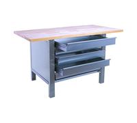 SimonRack Banco de Trabajo Taller, Capacidad Carga 1000 kg, 865x1800x750 mm, Mesa de Trabajo, 5 Cajones, Gris/Haya - BT6 PRO