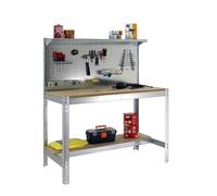Simonrack Banco de trabajo para taller BT3 - Capacidad 400 kg, 1445×910×610 mm, galvanizado/madera