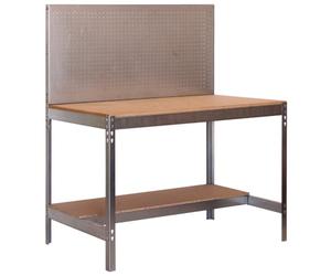 SimonRack Banco de Trabajo Taller, Capacidad Carga 400 kg, 1445x910x610 mm, Mesa de Trabajo, Galvanizado/Madera - BT2
