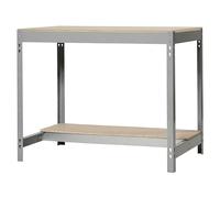 SimonRack Banco de Trabajo Taller, Capacidad Carga 400 kg, 842x910x760 mm, Mesa de Trabajo, Gris/Madera - BT0