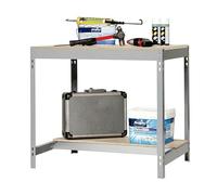 SimonRack Banco de Trabajo Taller, Capacidad Carga 600 kg, 842x1510x610 mm, Mesa de Trabajo, Gris/Madera - BT0