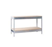 SimonRack Banco de Trabajo Taller, Mesa de Trabajo Taller, Carga Máxima 400 kg, 900x1200x450 mm, Bricolaje, 2 Alturas, Galva/Madera - BT-Basic