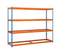 SimonRack Estantería Metálica, 2000x1500x600 mm, 400 kg de Punto Flexión, 4 Niveles, Estantería Almacenaje, Estantería Industrial, Azul/Naranja - SimonTaller