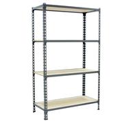 SimonRack Estanteria Metalica, 4 Baldas Madera Ajustables, 150 kg de Punto Flexión, 1500x1000x300 mm, Estantería Almacenaje, Sin tornillos, Gris/Madera - Maderclick