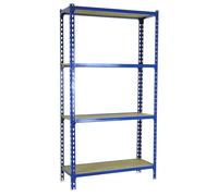 SimonRack Estanteria Metalica, 4 Baldas Madera Ajustables, 200 kg de Punto Flexión, 1500x1100x400 mm, Estantería Almacenaje, Sin tornillos, Azul/Madera - Maderclick