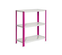 SimonRack Estantería Metálica Almacenaje, 3 Baldas, Alta Capacidad Carga 100 kg, 900x800x400 mm, Estantería Salón Baño Cocina, Rosa/Blanco - SimonHome Classic