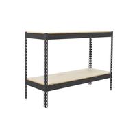 SimonRack Estantería Metálica Almacenaje, Sin Tornillos, 2 Baldas Madera, Alta Capacidad Carga 400 kg, 900x1200x750 mm, Estantería Taller Garaje Trastero, Antracita/Madera