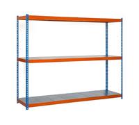 SimonRack Estantería Metálica Almacenaje, Sin Tornillos, 3 Baldas, Alta Capacidad Carga 400 kg, 2000x1800x750 mm, Estantería Taller Garaje Trastero, Azul/Naranja/Galva