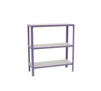 SimonRack Estantería Metálica Almacenaje, Sin tornillos, 3 Baldas Madera, Alta Capacidad Carga 150 kg, 900x1000x300 mm, Estantería Salón Baño Cocina, Violeta/Blanco - SimonHomeClick Wood
