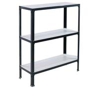 SimonRack Estantería Metálica Almacenaje, Sin tornillos, 3 Baldas Madera, Alta Capacidad Carga 150 kg, 900x800x300 mm, Estantería Salón Baño Cocina, Antracita/Blanco - SimonHomeClick Wood