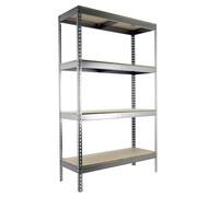 SimonRack Estantería Metálica Almacenaje, Sin Tornillos, 4 Baldas Madera, Alta Capacidad Carga 500 kg, 2000x2100x600 mm, Estantería Taller Garaje Trastero, Galva/Madera