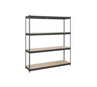 SimonRack Estantería Metálica Almacenaje, Sin Tornillos, 4 Baldas Madera, Alta Capacidad Carga 600 kg, 2000x1800x600 mm, Estantería Taller Garaje Trastero, Antracita/Madera