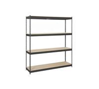 SimonRack Estantería Metálica Almacenaje, Sin Tornillos, 4 Baldas Madera, Alta Capacidad Carga 600 kg, 2000x2100x450 mm, Estantería Taller Garaje Trastero, Antracita/Madera