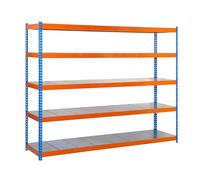 SimonRack Estantería Metálica Almacenaje, Sin Tornillos, 5 Baldas, Alta Capacidad Carga 400 kg, 2000x1200x600 mm, Estantería Taller Garaje Trastero, Galva/Galva