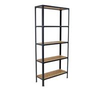 SimonRack Estantería Metálica Almacenaje, Sin tornillos, 5 Baldas Madera, Alta Capacidad Carga 150 kg, 1800x800x300 mm, Estantería Salón Baño Cocina, Antracita/Madera Osb - SimonHomeClick Wood