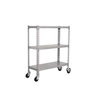Simonrack Estantería metálica con ruedas 975x800x300 mm, 3 baldas, 75 kg punto flexión, galvanizada