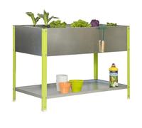 SimonRack Huerto Urbano Terraza Exterior, Agujeros Drenaje, Capacidad 150 L, Medidas 850x1200x400 mm, Huerto Metálico, Verde/Galvanizado -Simon Garden