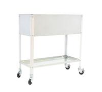 SimonRack Huerto Urbano Terraza Exterior, Agujeros Drenaje, Capacidad 70 L, 925x900x400 mm, Huerto Metálico con Ruedas, Blanco/Galva -Simon Garden