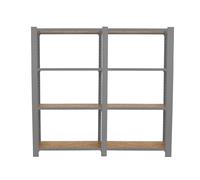SimonRack Librería Estanteria Oficina, 2 Módulos, 1500x1600x300 mm, 4 Alturas, Bandejas Madera OSB, Estilo Industrial, Metálicas, Gris/Osb - Officlick