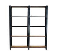 SimonRack Librería Estanteria Oficina, 2 Módulos, 2100x1600x300 mm, 5 Alturas, Bandejas Madera OSB, Estilo Industrial, Metálicas, Antracita/Osb - Officlick