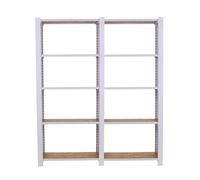 SimonRack Librería Estanteria Oficina, 2 Módulos, 2100x1600x300 mm, 5 Alturas, Bandejas Madera OSB, Estilo Industrial, Metálicas, Blanco/Osb - Officlick
