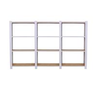 SimonRack Librería Estanteria Oficina, 3 Módulos, 1500x2400x300 mm, 4 Alturas, Bandejas Madera OSB, Estilo Industrial, Metálicas, Blanco/Osb - Officlick
