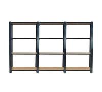 SimonRack Librería Estanteria Oficina, 3 Módulos, 1500x2400x300 mm, 4 Alturas, Bandejas Madera OSB, Estilo Industrial, Metálicas, Antracita/Osb - Officlick