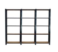 SimonRack Librería Estanteria Oficina, 3 Módulos, 2100x2400x300 mm, 5 Alturas, Bandejas Madera OSB, Estilo Industrial, Metálicas, Antracita/Osb - Officlick