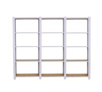 SimonRack Librería Estanteria Oficina, 3 Módulos, 2100x2400x300 mm, 5 Alturas, Bandejas Madera OSB, Estilo Industrial, Metálicas, Blanco/Osb - Officlick