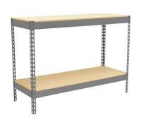 Simon Rack Banco de Trabajo Taller, Mesa de Trabajo Taller, Carga Máxima 400 kg, 900x1200x900 mm, Bricolaje, 2 Alturas, Gris/Madera - BT-BASIC