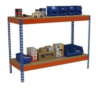 Banco trabajo 900x2100x900 SIMONWORK BASIC 2 902190-2 AZUL/NARANJA/MADERA marca SIMONRACK