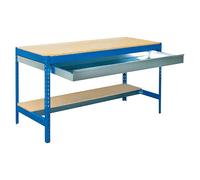 Simonrack Banco de Trabajo BT0 – 600 kg, 842×1510×760 mm, 1 cajón, Azul/Madera