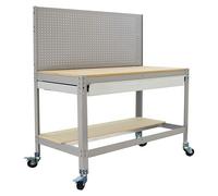 Simonrack Simonwork Banco de trabajo BT2 Box Mobile (L x An: 61 x 121 cm, Altura de trabajo: 144,5 cm, Carga soportada: 120 kg, Gris)