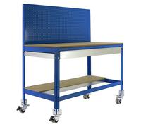 Simonrack Simonwork Banco de trabajo BT2 Box Mobile (L x An: 61 x 151 cm, Altura de trabajo: 144,5 cm, Carga soportada: 120 kg, Azul)