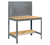 Simon Rack Banco de Trabajo Taller, Capacidad Carga 600 kg, 1445x1210x610 mm, Mesa de Trabajo, Gris/Madera - BT2