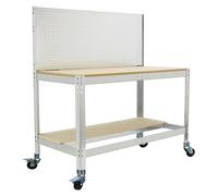 Simonrack Simonwork Banco de trabajo BT2 Mobile (L x An: 61 x 91 cm, Altura de trabajo: 152 cm, Carga soportada: 120 kg, Galvanizado)