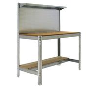 Simonrack Banco de trabajo para taller BT3 - Capacidad 400 kg, 1445×910×610 mm, galvanizado/madera