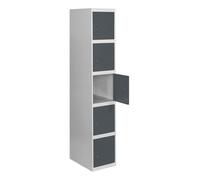 SimonRack Taquilla Vestuario Metálica, 5 Puerta, Incluye Llave, 1800x300x500 mm, Gris/Antracita - SimonLocker