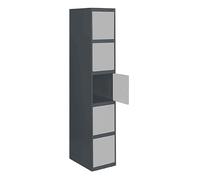 SimonRack Taquilla Vestuario Metálica, 5 Puerta, Incluye Llave, 1800x400x500 mm, Antracita/Gris - SimonLocker