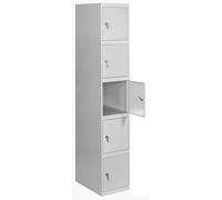 SimonRack Taquilla Vestuario Metálica, 5 Puerta, Incluye Llave, 1800x400x500 mm, Gris - SimonLocker